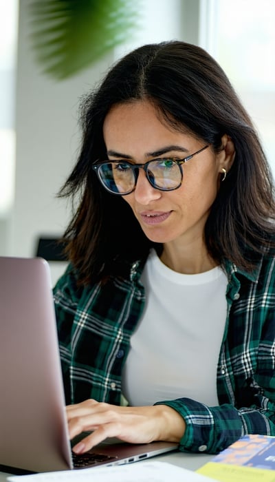 A women is learning in front of laptop A women is learning in front of laptop
