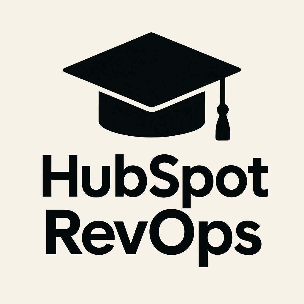 bold HubSpot RevOps title and a student graduation cap bold HubSpot RevOps title and a student graduation cap