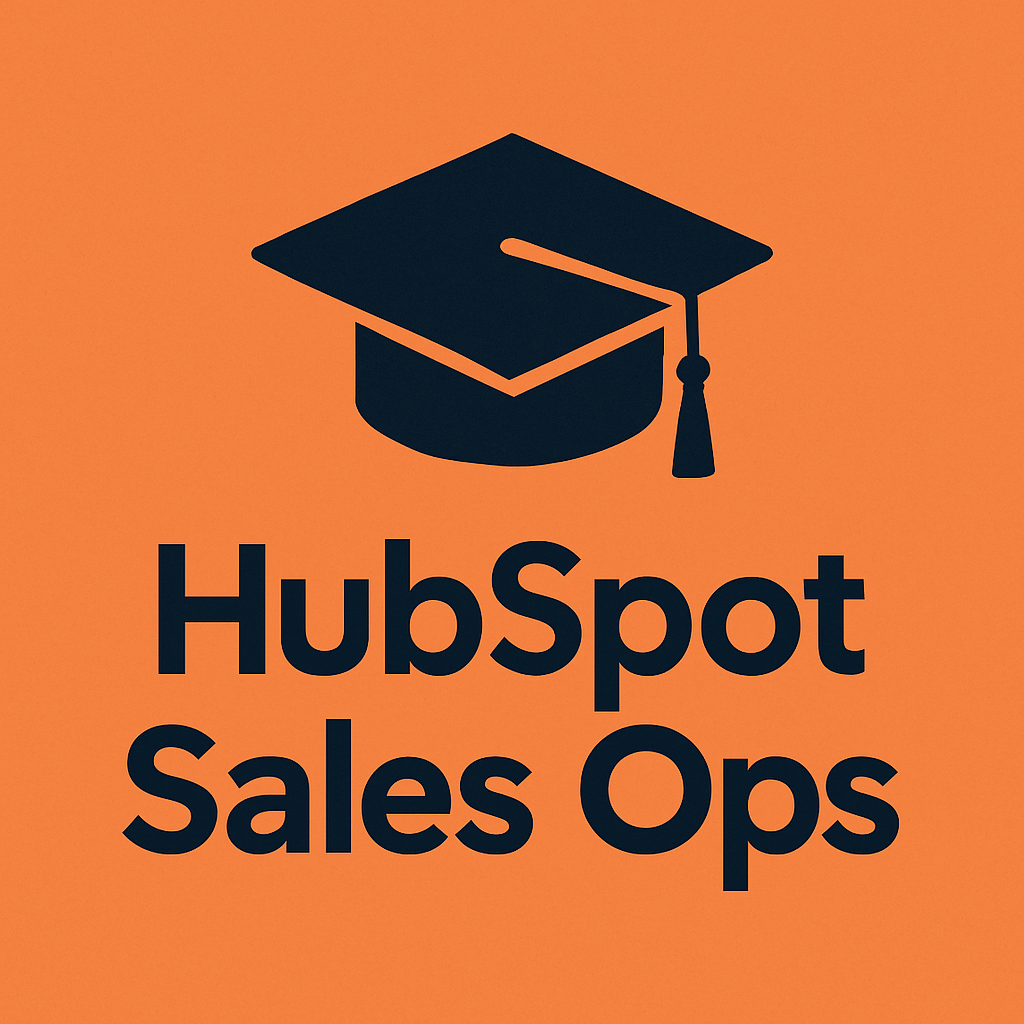 bold HubSpot Sales Ops title and a student graduation cap bold HubSpot Sales Ops title and a student graduation cap